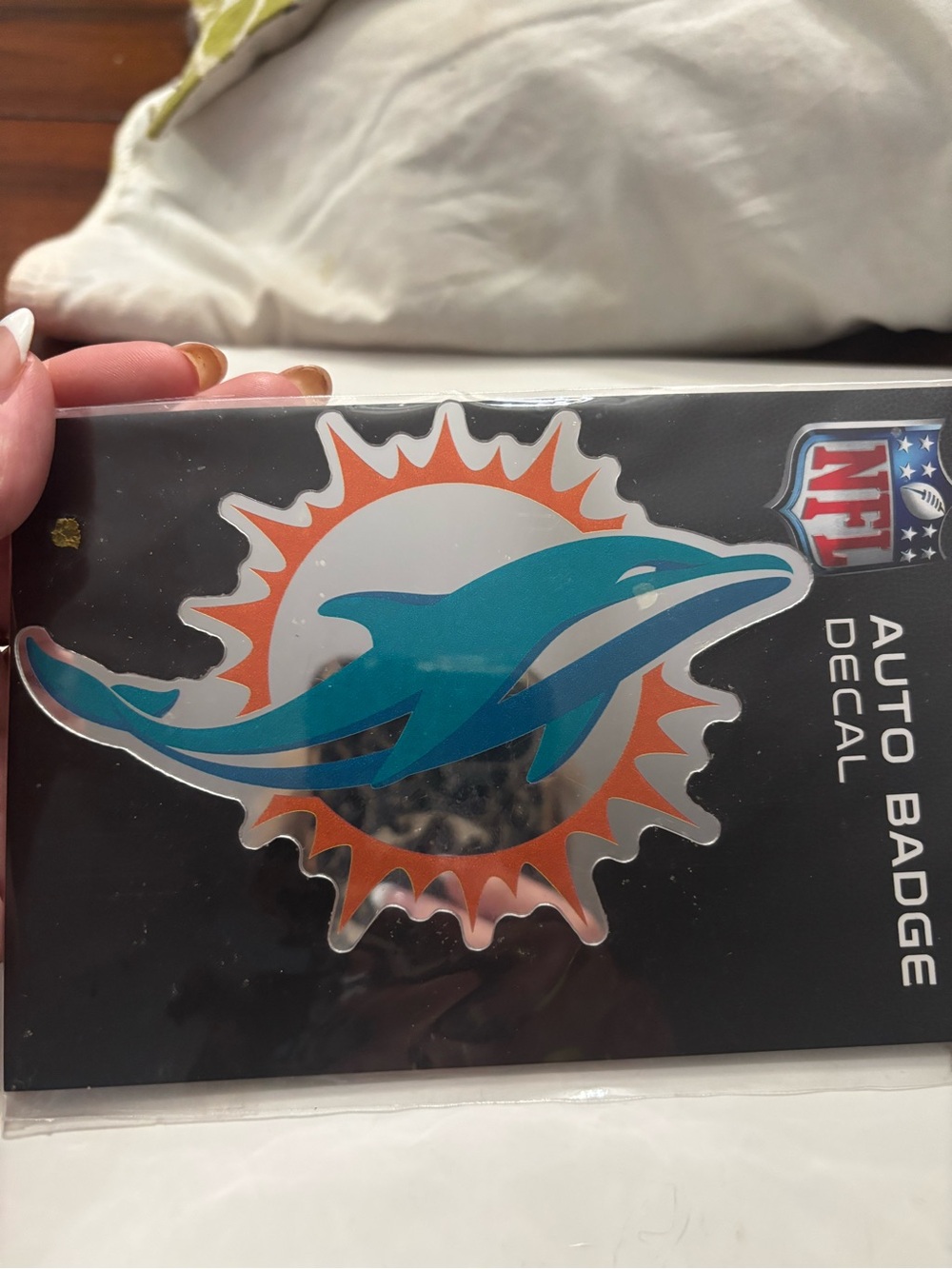 NFL Miami Dolphins Teal and Orange Auto Badge Decal